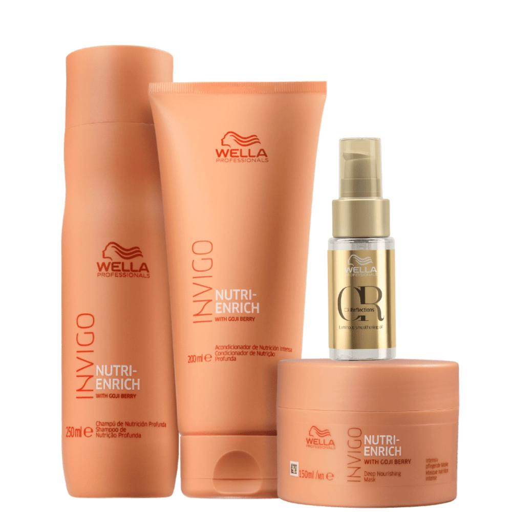 Kit Shampoo, Condicionador, Máscara e Oil Reflections -Wella