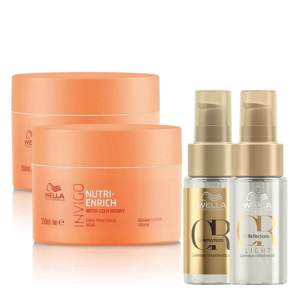 Kit 2 Máscara 150ml, Oil Reflections 30ml e Oil Light -Wella