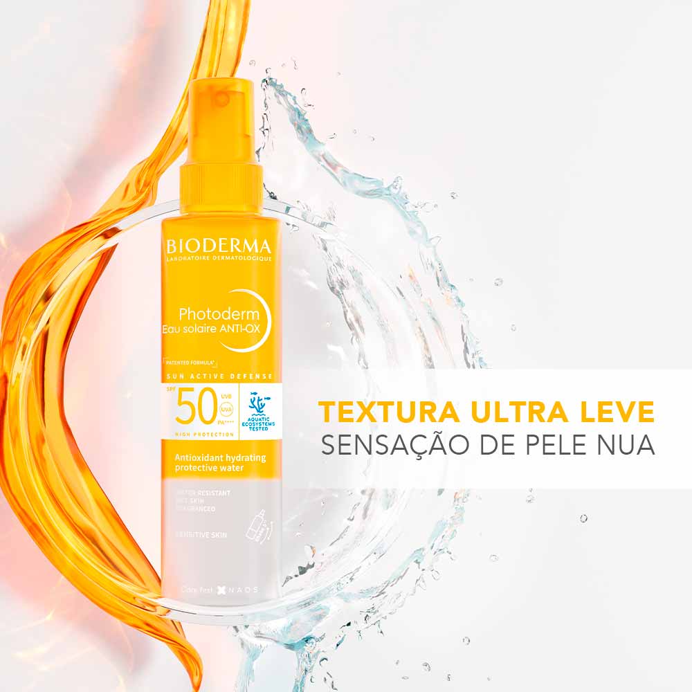 Água Solar Bifásica Bioderma Photoderm Eau Solaire Anti-Ox com FPS50 Para Corpo, Rosto e Cabelos