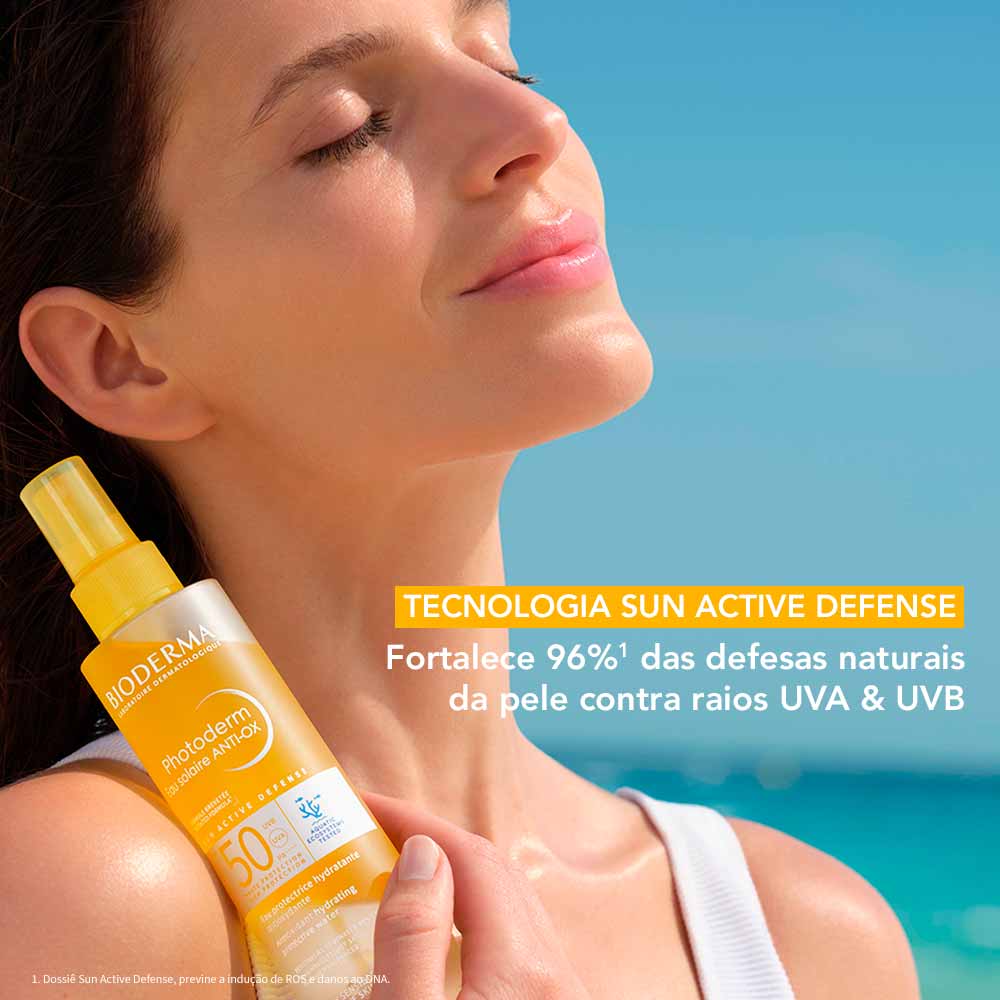 Água Solar Bifásica Bioderma Photoderm Eau Solaire Anti-Ox com FPS50 Para Corpo, Rosto e Cabelos