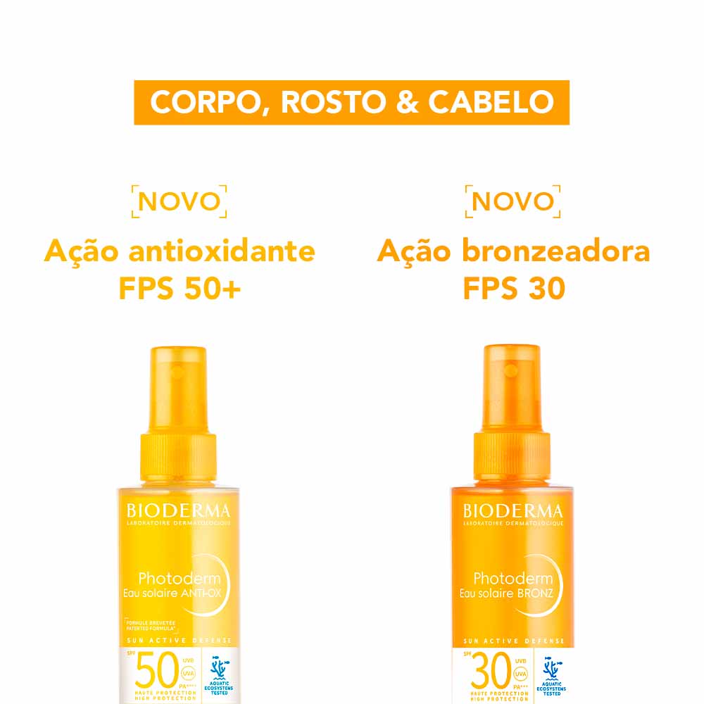 Água Solar Bifásica Bioderma Photoderm Eau Solaire Anti-Ox com FPS50 Para Corpo, Rosto e Cabelos