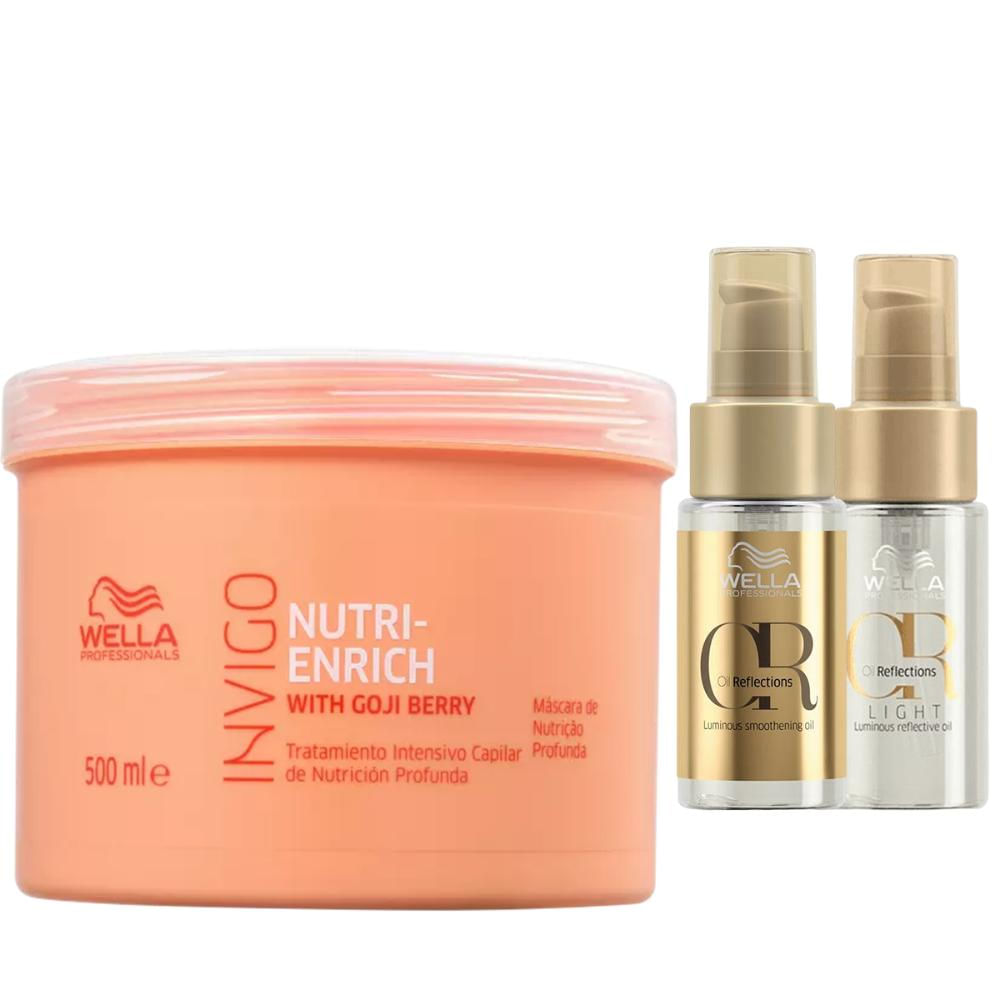 Kit Máscara 500ml, Oil Reflections 30ml, e Oil Light - Wella