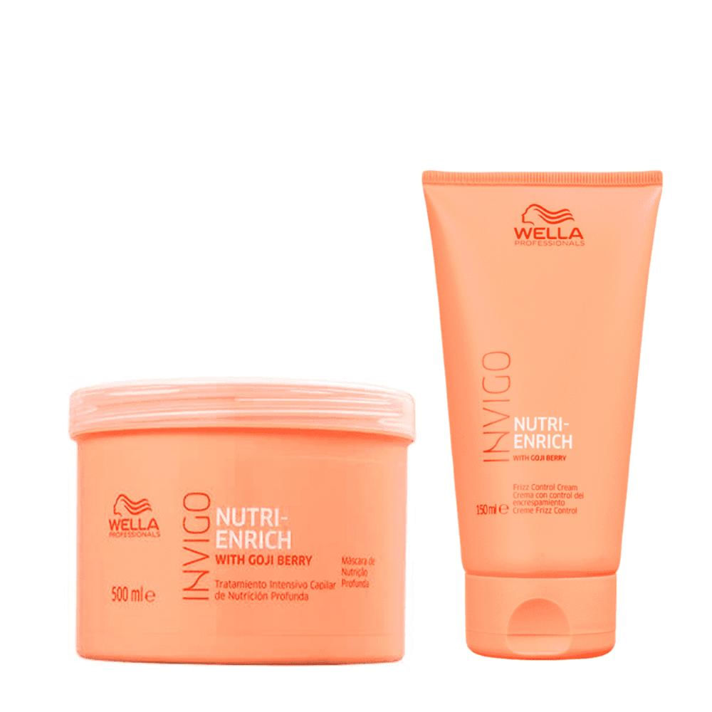 Kit Leave-in Frizz Control Cream e Máscara Wella Nutri Enrich 500ml