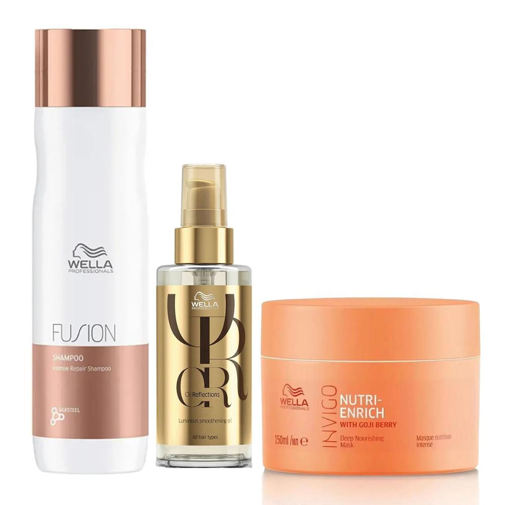 Kit Shampoo fusion 250ml,  Máscara 150ml e Oil Reflections