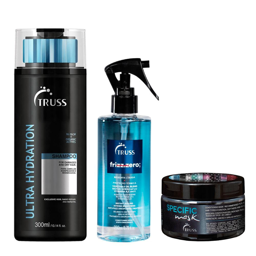 Kit Ultra Hydration Shampoo + Máscara Frizz Zero e Máscara Specific Mask - Truss