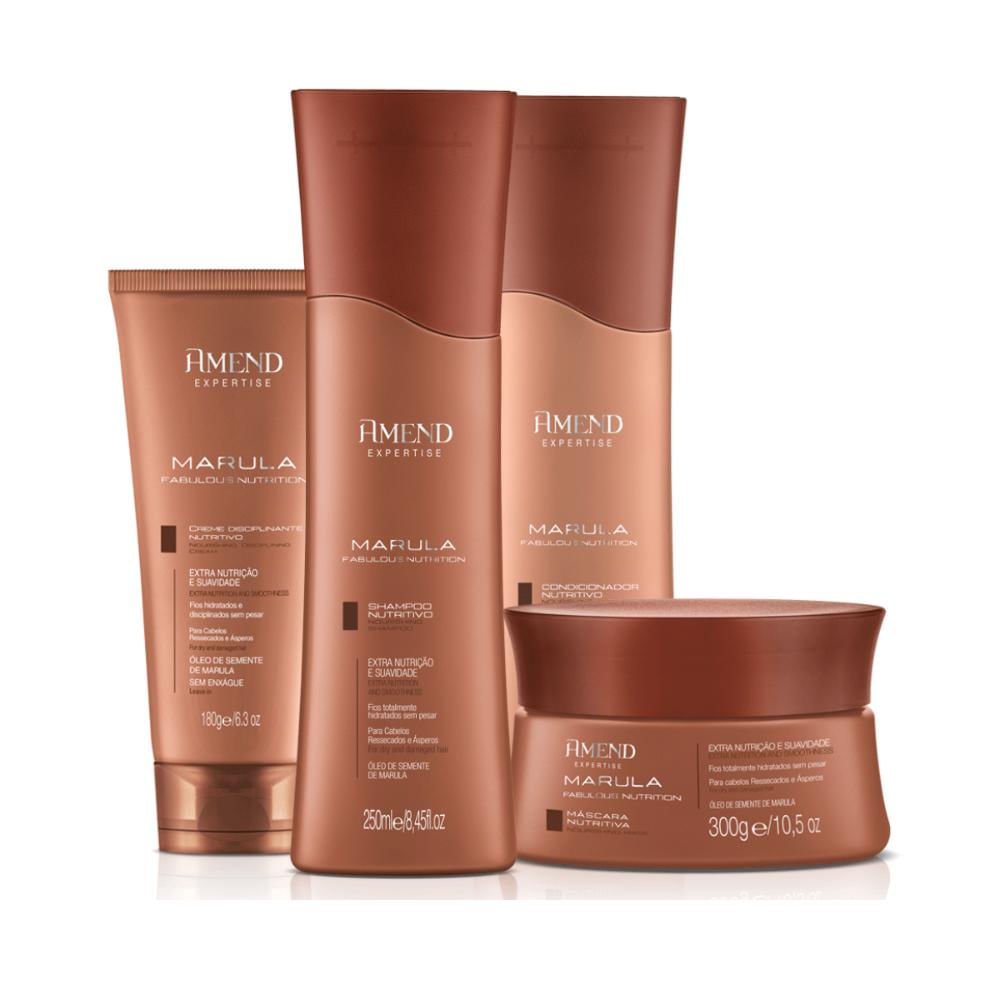 Kit Shampoo, Condicionador, Máscara e Leave-in Expertise Marula - Amend