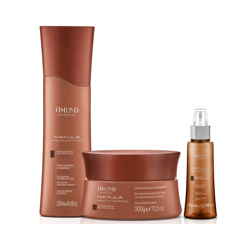 Kit Shampoo, Máscara e Óleo Expertise Marula - Amend