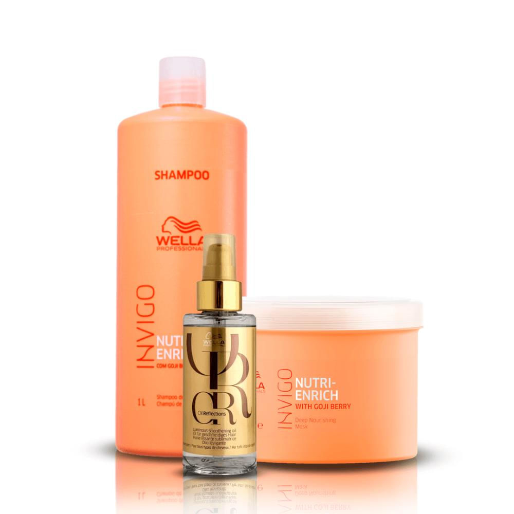 Kit Enrich Shampoo, Máscara e Oil reflections 100ml - Wella