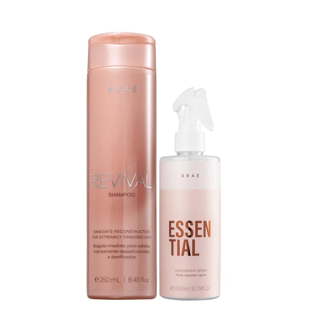 Leave Essential 260ml e Shampoo Revival 250ml - Braé