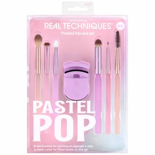 Real Techniques Pastel Pop Frosted Lids Eye Kit - 6 Pincéis Para Olhos + 1 Mini Curvador De Cílios Kit