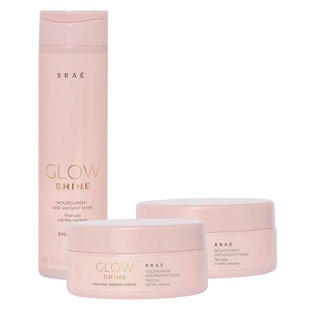 Kit-Braé-Glow-Shine-Shampoo-250ml,-Máscara-200g,-Máscara-200g-(3-produtos)--1