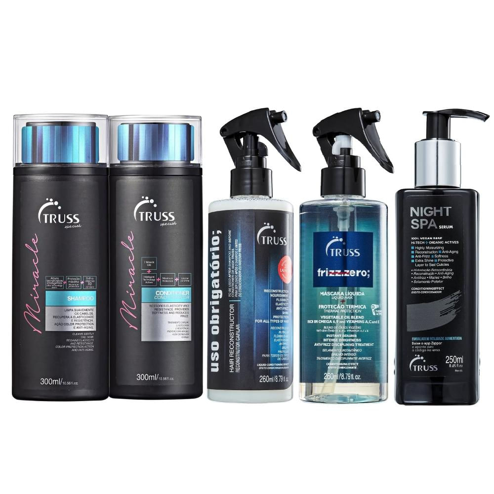 Kit Truss Miracle Shampoo e Condicionador + Uso Obrigatório + Frizz Zero + Night Spa