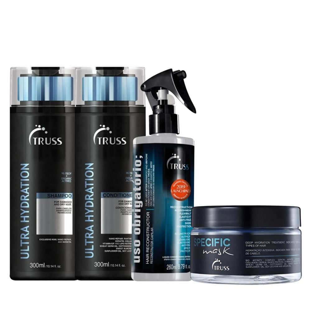 Kit Truss Ultra Hydration Shampoo e Condicionador + Mask Specific + Uso Obrigatório (4 Produtos)