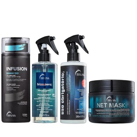 Kit-Truss-Infusion-Shampoo-300ml-+-Net-Mask-550g-+-Uso-Obrigatório-260ml-+-Frizz-Zero-Leave-In-260ml--1