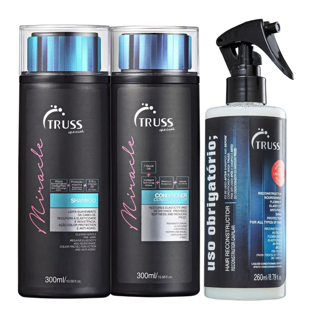 Kit Truss Miracle Shampoo 300ml + Condicionador 300ml + Uso Obrigatório 260ml