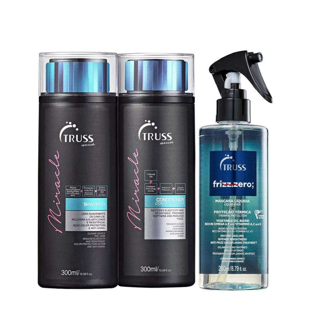 Kit Truss Miracle Shampoo 300ml + Condicionador 300ml + Frizz Zero 260ml