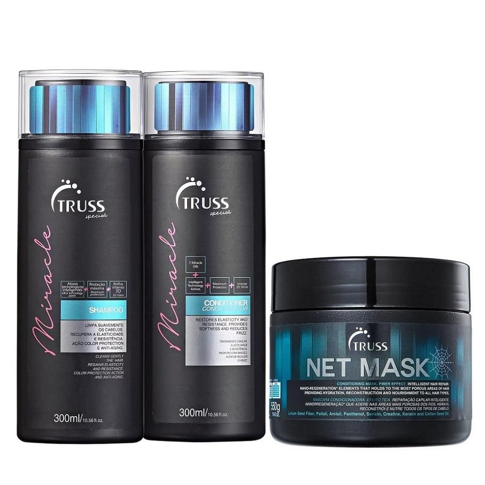 Kit Truss Miracle Shampoo 300ml + Condicionador 300ml + Net Mask 550g