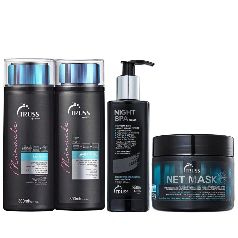Kit Truss Miracle Shampoo e Condicionador + Night Spa + Net Mask