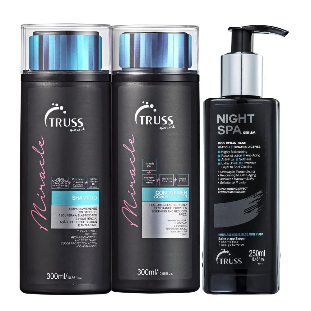 Kit Truss Miracle Shampoo 300ml + Condicionador 300ml + Night Spa 250ml