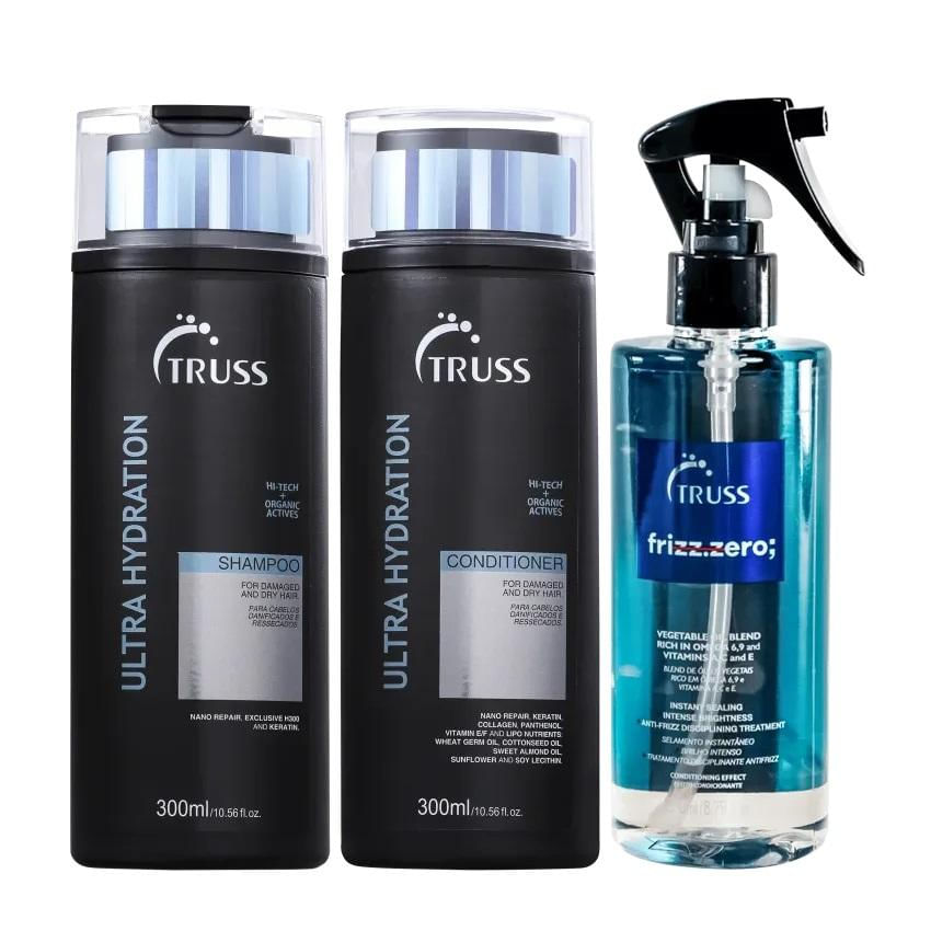 Kit Truss Ultra Hydration Shampoo 300ml + Condicionador 300ml + Frizz Zero 260ml