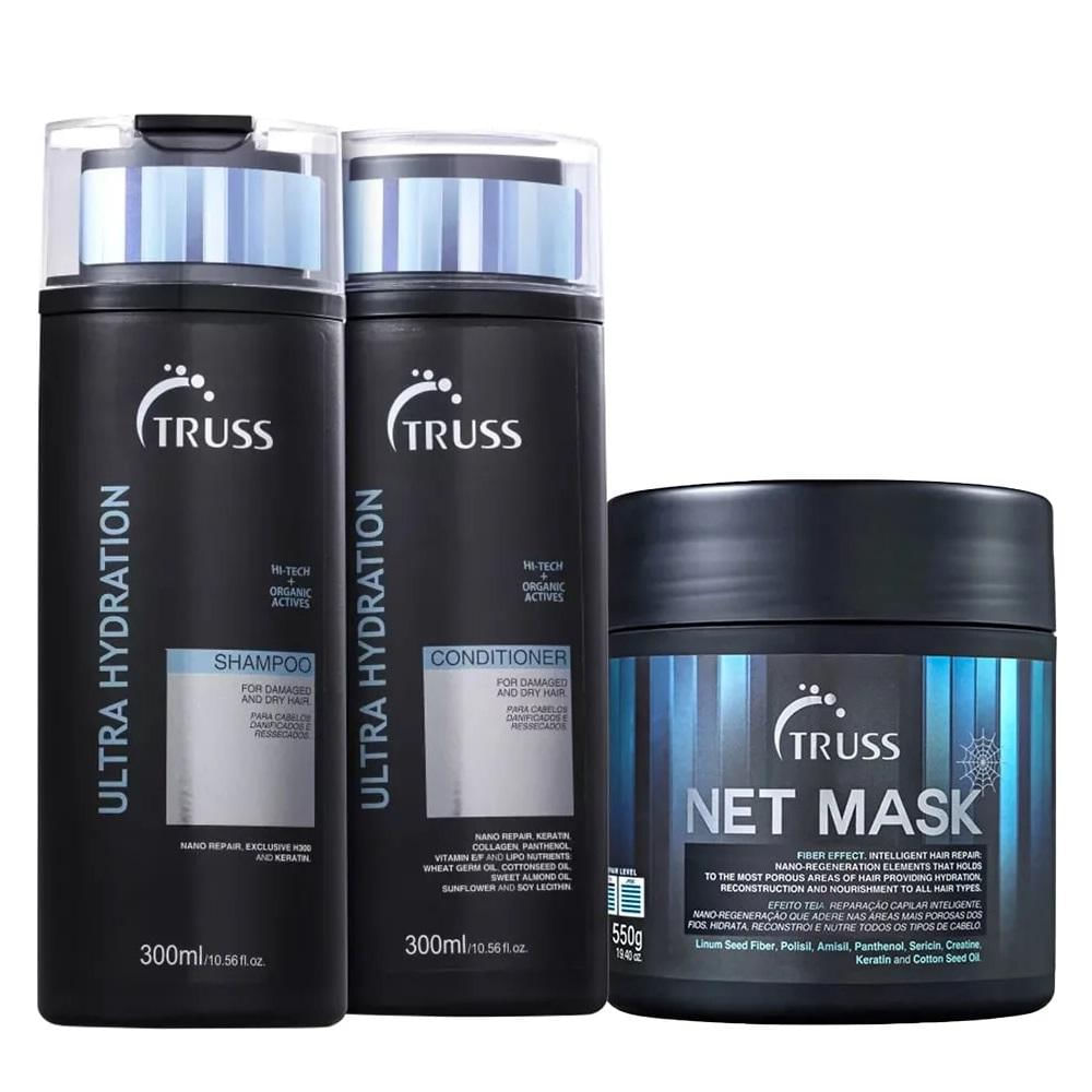 Kit Truss Ultra Hydration Shampoo 300ml + Condicionador 300ml + Net Mask 550g