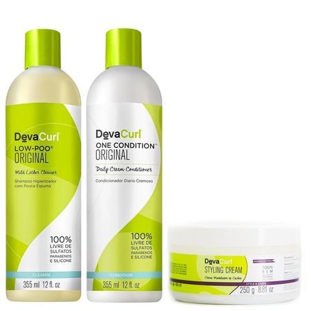 Deva-Curl-Styling-Cream-250g-+-Low-Poo-Shampoo-355ml-+-Condicionador-355ml--1