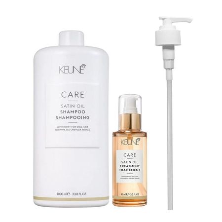 Kit-Keune-Satin-Oil-Shampoo-1000ml-+-Óleo-95ml-+-Válvula-Pump--1