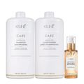 Kit Keune Satin Oil Shampoo 1000ml + Condicionador 1000ml + Óleo 95ml + Válvulas Pump