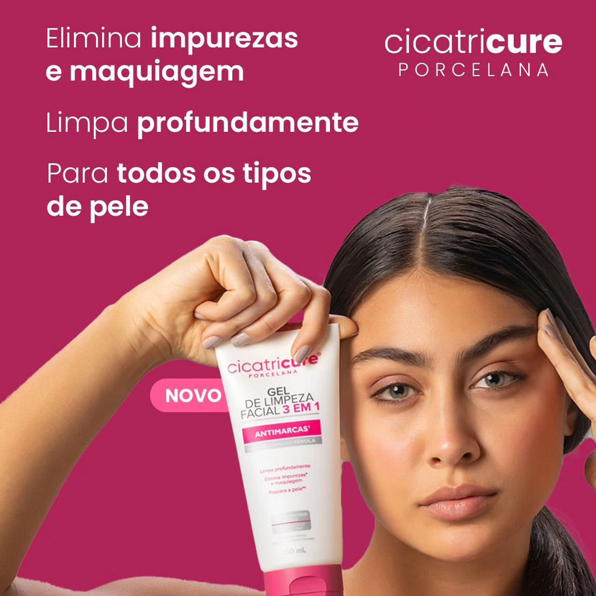 Cicatricure Porcelana Antimarcas 3 em 1 - Gel de Limpeza 150ml