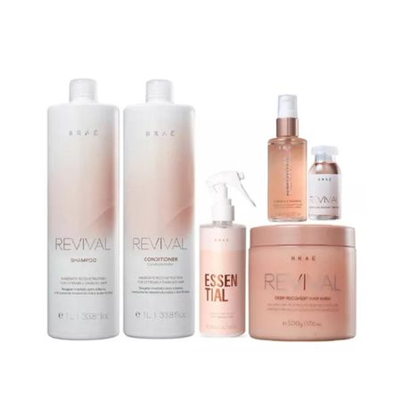 Kit-Braé-Revival-Shampoo+Cond-1L+-Essential-260ml+Masc-500g+Shine-Oil-60ml+Power-Dose-13ml--1