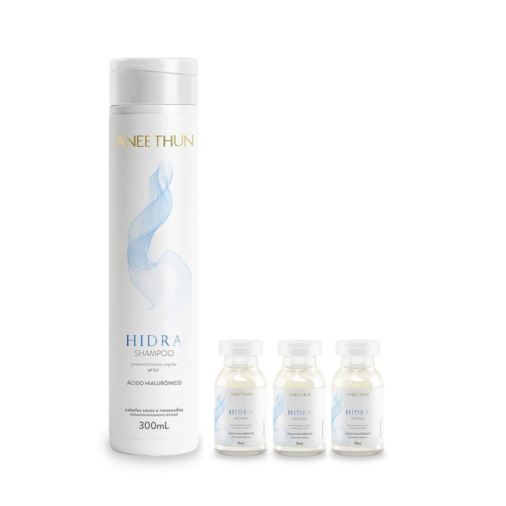 Kit Aneethun Hidra - Shampoo 300ml + Ampolas 13ml (3 Unidades)