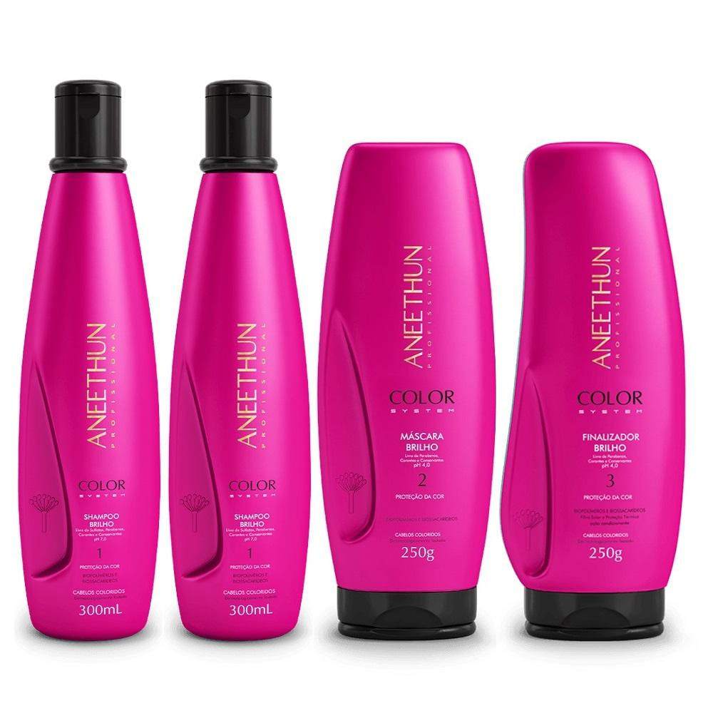 Kit Aneethun Color System - Shampoo 300ml (2 Unidades) + Máscara 250g + Finalizador 250g