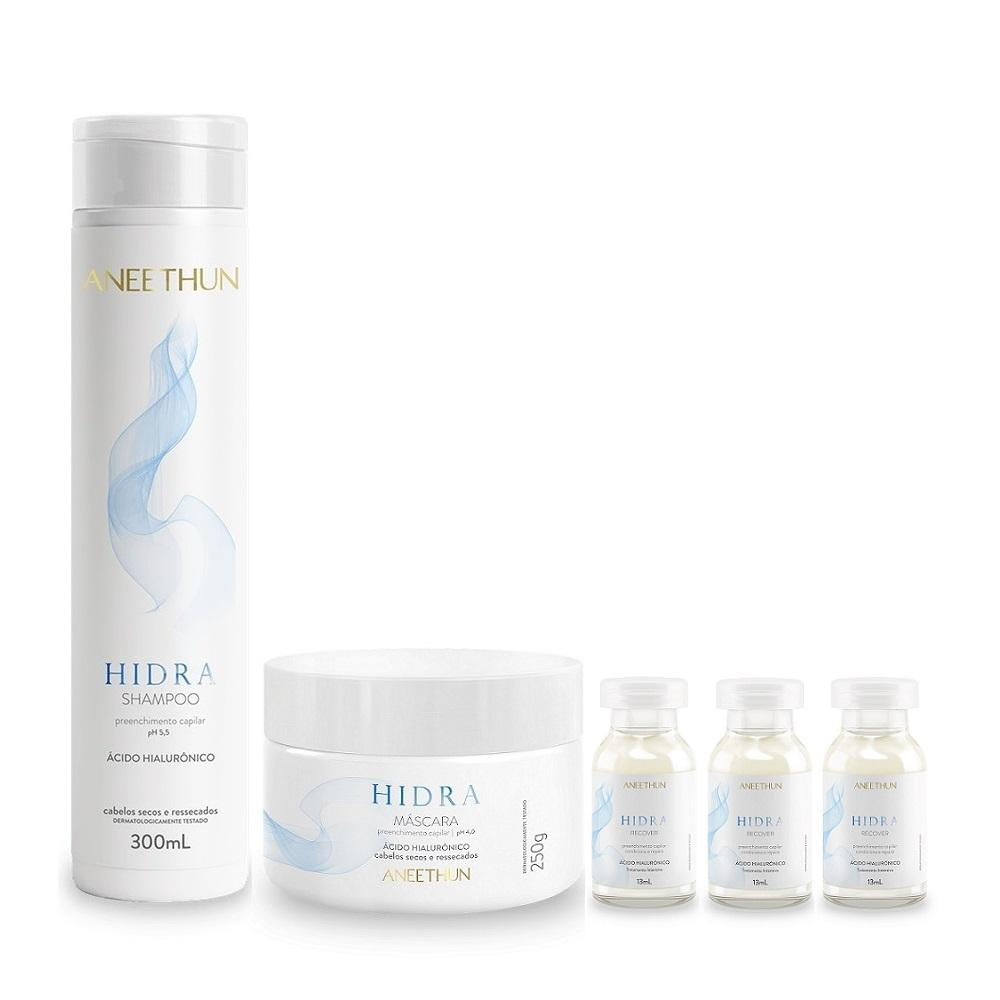 Kit Aneethun Hidra - Shampoo 300ml + Máscara 250g + Ampolas 13ml (3Unidades)