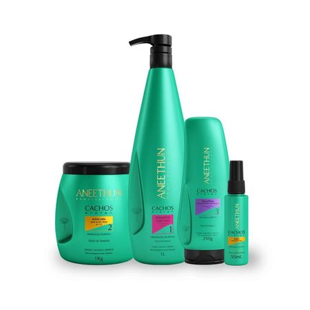 Kit-Aneethun-Cachos-System---Shampoo-1L-+-Gelatina-250g-+-Máscara-1Kg-+-Óleo-55ml--1