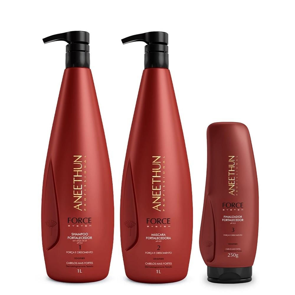 Aneethun Force System - Kit Shampoo 1L+ Máscara 1L + Finalizador Fortalecedor 250g