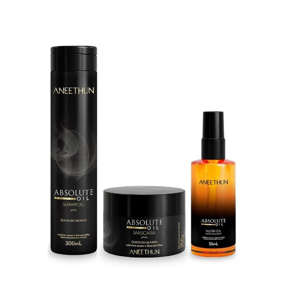 Kit Aneethun Absolute Oil - Shampoo 300ml + Máscara 250ml + Óleo 55ml