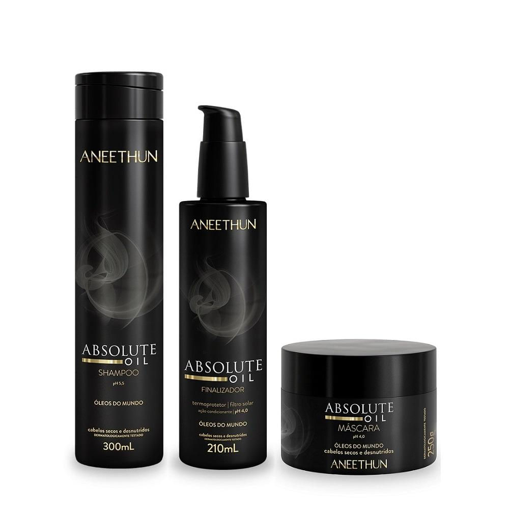 Kit Aneethun Absolute Oil - Shampoo 300ml + Máscara 250g + Finalizador 210ml
