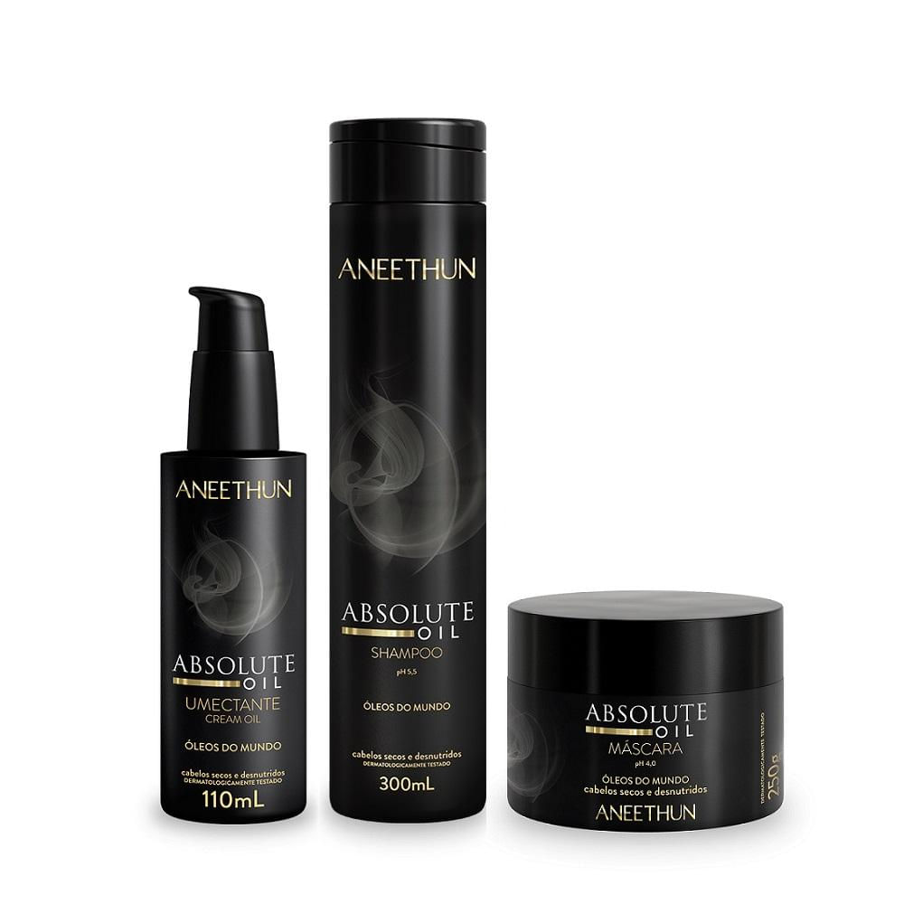 Kit Aneethun Absolute Oil - Shampoo 300ml + Máscara 250g + Umectante 110ml