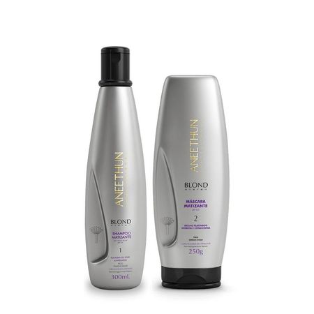 Kit-Aneethun-Blond-System---Shampoo-Matizante-300ml-+-Máscara-Matizante-250g--1