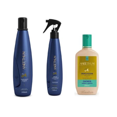 Aneethun-Linha-A---Kit-Shampoo-300-ml-+-Spray-Multifuncional-150ml-+-Creme-Silicone-Cachos-250-ml--1