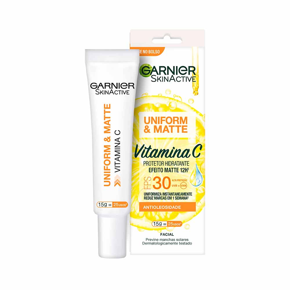 Protetor Solar Facial Hidratante Garnier Uniform & Matte Vitamina C FPS30