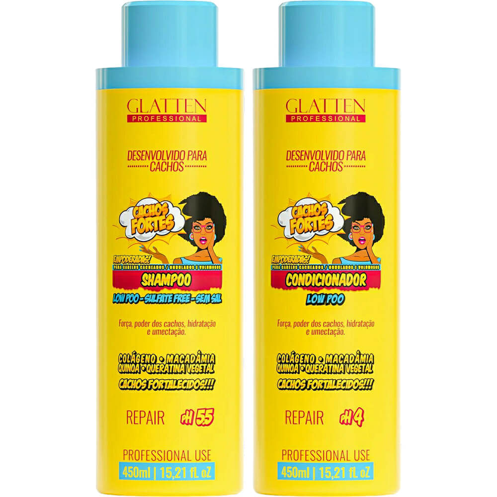 Glatten Cachos Fortes - Kit Repair Low Poo Uso Diário Duo (2 Produtos)