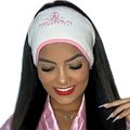 Phállebeauty - Faixa para Cabelo Atoalhada com Velcro Branca com Rosa