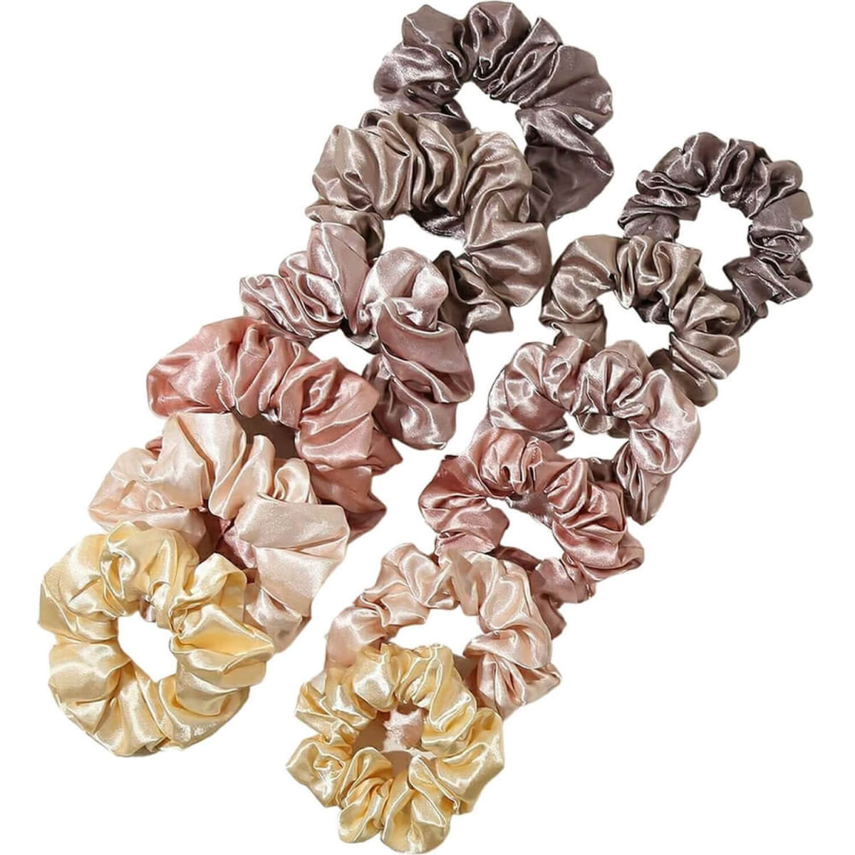 Nobrand - Kit Scrunchie Xuxinha de Cetim Multicor Paleta Outono Frio (12 Peças)