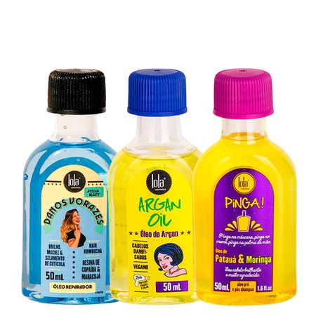 Kit-Lola-From-Rio---Óleo-Danos-Vorazes-50-ml-+-Leave-In-Argan-Oil--50-ml-+-Óleo-Pinga!-Patauá-&-Moringa-50-ml--1
