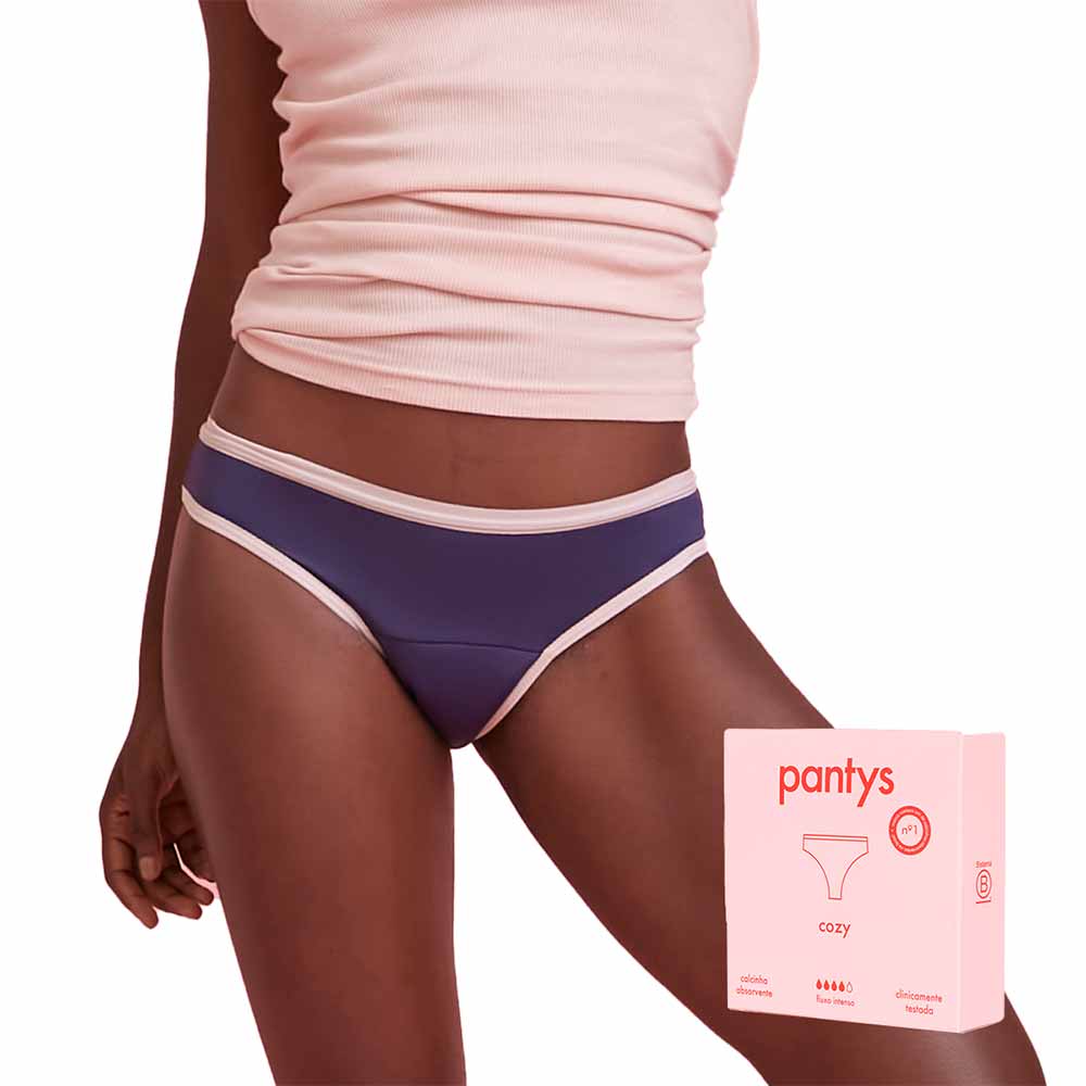 Calcinha Absorvente Pantys Cozy Fluxo Intenso Azul