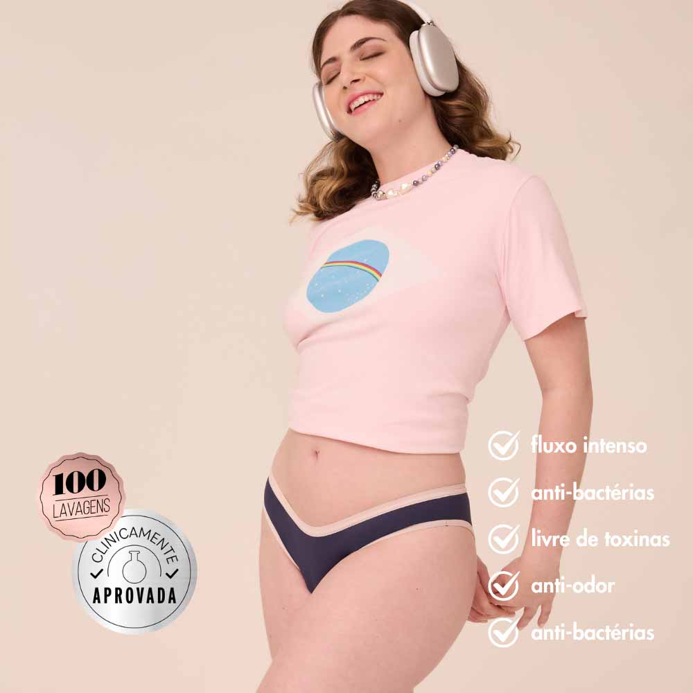 Calcinha Absorvente Pantys Cozy Fluxo Intenso Azul