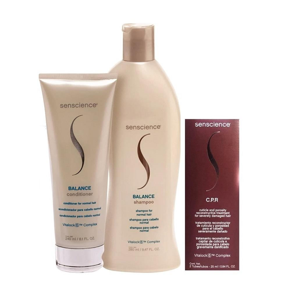 Kit Senscience Balance Shampoo 280ml + Condicionador 240ml + CPR 2x25ml