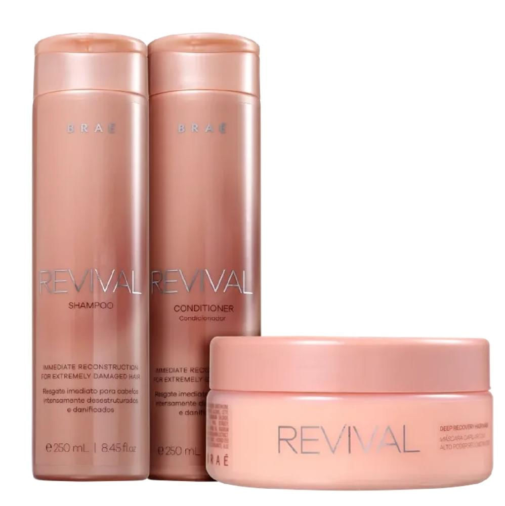 Kit Braé Revival - Shampoo 250ml + Condicionador 250ml + Máscara 200g