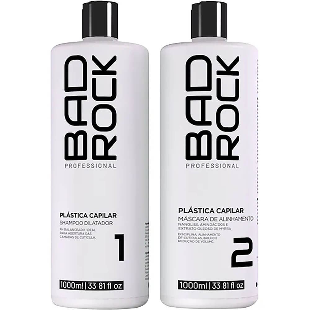 Bad Rock Plástica Capilar - Kit Progressiva Orgânica Nanotecnologia 2x 1L